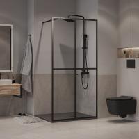 Душевая перегородка Niagara Nova NG-686-12BLACK (120х195) черный матовый,стекло прозрачное,1 место