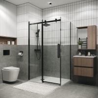 Душевое ограждение Grossman Classic 100.K33.04.130.21.00-200.K33.04.90.21.00 (130х90х195) раздвижная,черный матовый,стекло прозрачное,2 места