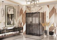 Душевое ограждение Ambassador Benefit 19022204HBB-90HBB (150х90х200) прямоугольник,черный,стекло тонированное,раздвижная,2 места