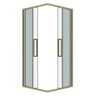 Душевое ограждение Grossman Cosmo 300.K33.02.9090.32.00 (90х90х195) квадрат,раздвижная,золото сатин,стекло прозрачное, 1 место