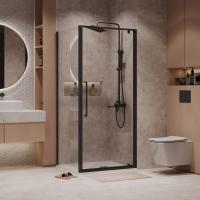 Душевое ограждение Niagara Nova NG-85-8AB-A90B-34 (80х90х195) прямоугольник,черный матовый,дверь распашная,стекло прозрачное,2 места