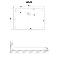 Душевой поддон NG-P1080-14Q (100х80х13) прямоугольник,1 место