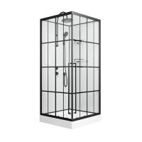Душевая кабина Niagara Standart ST90/15QL/KL/BKT (90х90х225) низкий поддон(15см),черный,стекло прозрачное,3 места