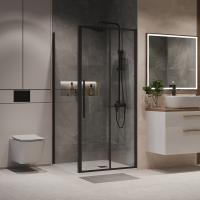 Душевое ограждение Niagara Nova NG-84-10AB-A90B-34 (100х90х195) прямоугольник,черный матовый,дверь раздвижная,стекло прозрачное,2 места
