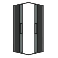 Душевое ограждение Grossman Cosmo 300.K33.02.8080.21.10 (80х80х195) квадрат,раздвижная,черный матовый,стекло тонированное, 1 место