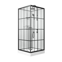 Душевая кабина Niagara Standart ST90/15QR/KL/BKT (90х90х225) низкий поддон(15см),черный,стекло прозрачное,3 места