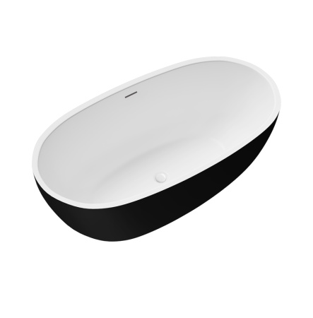 Ванна отдельностоящая Grossman Classic GR-2403MB (150х78х58) цвет черный/белый матовый,1 место