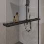 Душевая перегородка Niagara Nova NG-670-10ВLACK (100х195) черный матовый,стекло прозрачное,с полкой,1 место