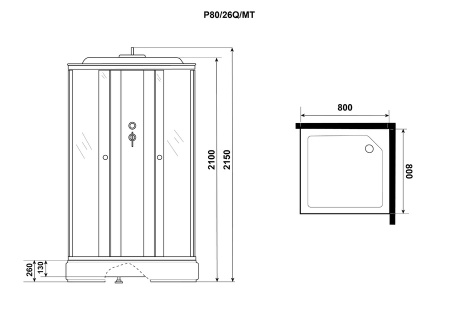 Душевая кабина Niagara Promo P80/26Q/MT (80х80х215) 4 места