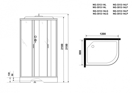 Душевая кабина Niagara NG 3512-14LG гидромассаж