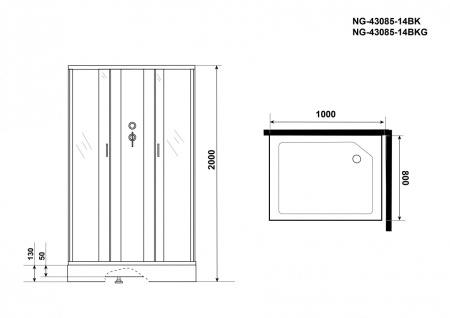 Душевая кабина Niagara NG 43085-14QBK Без крыши