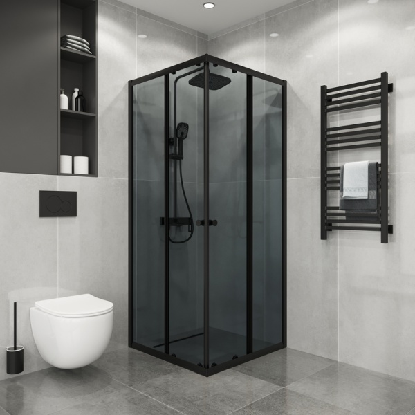 Душевое ограждение Niagara Eco NG-1008-14QT (80х80х190) квадрат,раздвижное,черный,стекло тонированное,1 место