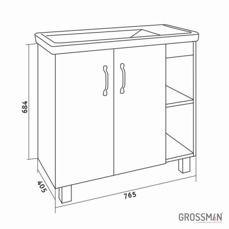 Тумба напольная Grossman ФЛАЙ-80 см дуб сонома/белая