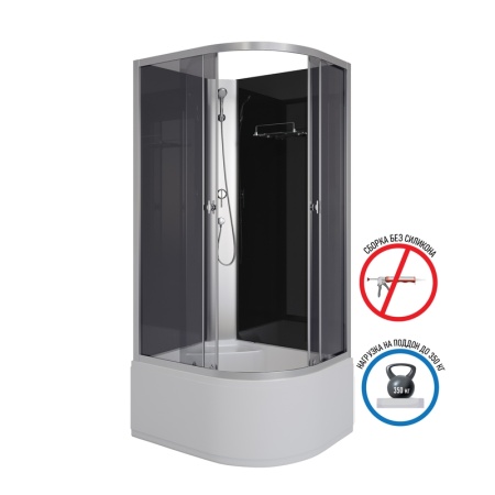 Душевая кабина Niagara Eco E90/80/40L/TN/BK (90х80х195) высокий поддон(40см),стекло тонированное,4 места