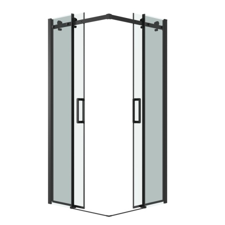 Душевое ограждение Grossman Classic 300.K33.04.8080.21.00 (80х80х195) квадрат,раздвижная,черный матовый,стекло прозрачное, 2 места
