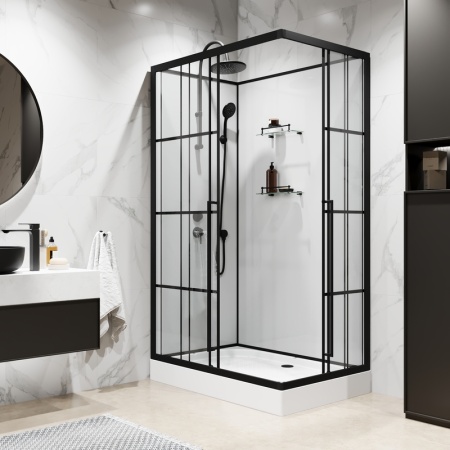 Душевая кабина Niagara Standart ST100/80/15QL/KL/BKT (100х80х225) низкий поддон(15см),черный,стекло прозрачное,3 места
