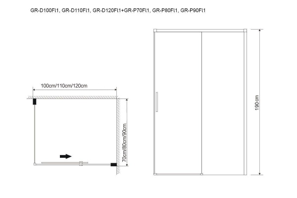 Боковая стенка Grossman GR-P90 Fly1 (90*190)