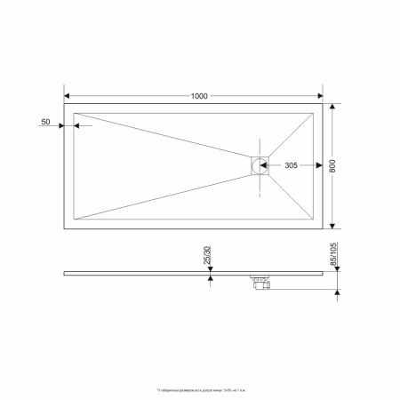 Поддон прямоугольный GR-S280100Q  Графит