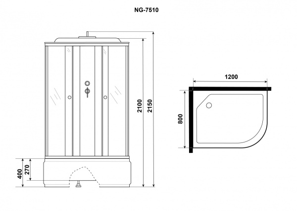 Душевая кабина Niagara NG 7510-14R правый угол