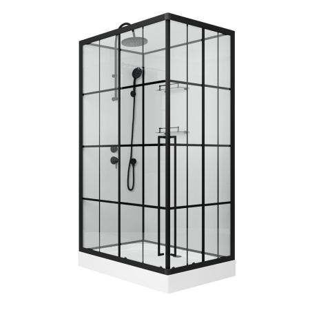 Душевая кабина Niagara Standart ST100/80/15QL/KL/BKT (100х80х225) низкий поддон(15см),черный,стекло прозрачное,3 места