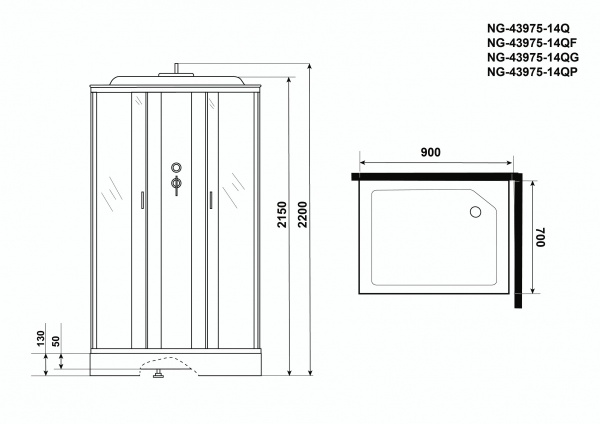 Душевая кабина Niagara NG 43975-14QG с гидромассажем