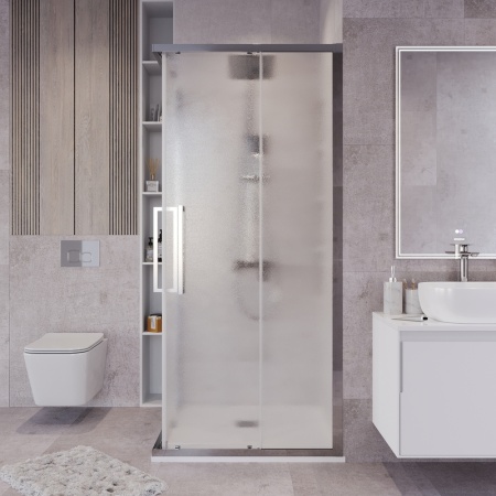 Душевое ограждение Grossman Cosmo 300.K33.02.8080.10.02 (80х80х195) квадрат,раздвижная,хром,стекло шиншилла, 1 место