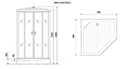 Душевая кабина Niagara NG 6901GD-01 Black