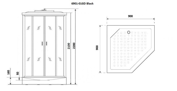 Душевая кабина Niagara NG 6901GD-01 Black