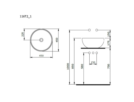 Раковина Ambassador Queen 116T20201 (450*450*175) ЧЁРНАЯ МАТОВАЯ