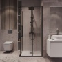 Душевое ограждение Grossman Cosmo 300.K33.02.9090.21.00 (90х90х195) квадрат,раздвижная,черный матовый,стекло прозрачное, 1 место