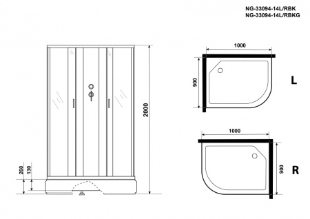 Душевая кабина Niagara NG 33094-14RBK Без крыши