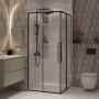 Душевое ограждение Niagara Nova NG-6824-34ВLACK (100х100х195) квадрат,черный матовый,двери раздвижные,стекло прозрачное,1 место