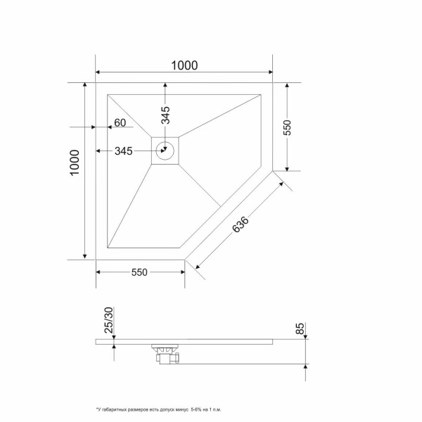 Поддон трапеция GR-S2100100D  Графит