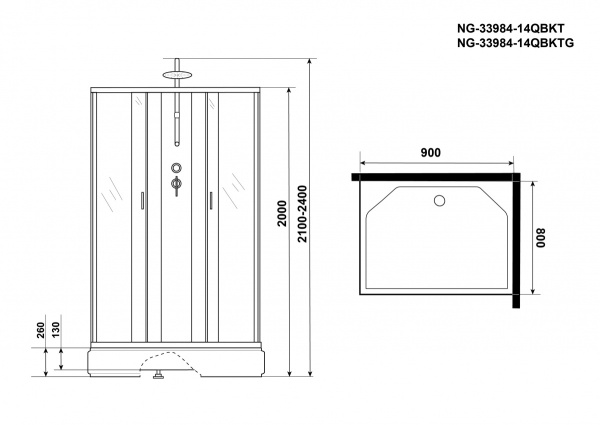 Душевая кабина Niagara NG 33084-14QBKTG Без крыши