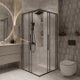 Душевое ограждение Niagara Nova NG-6824-34ВLACK (100х100х195) квадрат,черный матовый,двери раздвижные,стекло прозрачное,1 место
