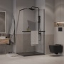 Душевая перегородка Niagara Nova NG-670-10ВLACK (100х195) черный матовый,стекло прозрачное,с полкой,1 место
