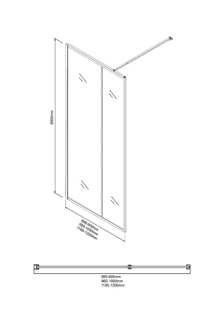 Душевая перегородка Niagara Nova NG-481-12FBLACK (120х200) черный матовый,стекло рифленое/тонированное,1 место