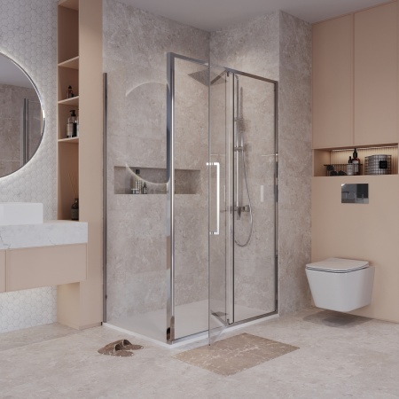 Боковая стенка Niagara Nova NG-A80-34 (80х195) хром,стекло прозрачное,1 место