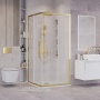 Душевое ограждение Grossman Cosmo 300.K33.02.9090.32.00 (90х90х195) квадрат,раздвижная,золото сатин,стекло прозрачное, 1 место