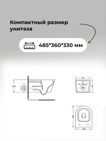 Комплект 3 в 1: Grossman инсталляция 900.K31.01.000+клавиша 700.K31.01.100.100 хром глянцевый+унитаз GR-4477BMSQ, 3 места