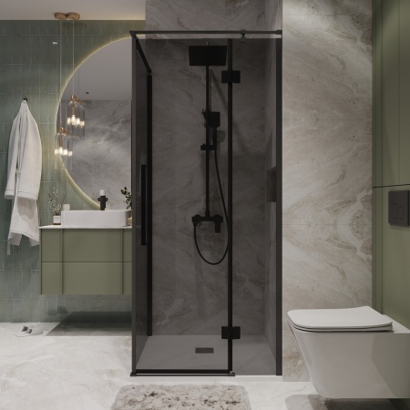Душевое ограждение Niagara Nova NG-2831-34BLACK (90х90х195) квадрат,черный матовый,дверь распашная,стекло тонированное,1 место