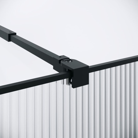 Душевая перегородка Niagara Nova NG-481-90FBLACK (90х200) черный матовый,стекло рифленое/тонированное,1 место