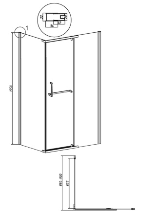 Боковая стенка Grossman Pragma 200.K33.03.90.10.00 (90х195) хром,стекло прозрачное, 1 место