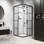 Душевая кабина Niagara Standart ST90/15QR/KL/BKT (90х90х225) низкий поддон(15см),черный,стекло прозрачное,3 места