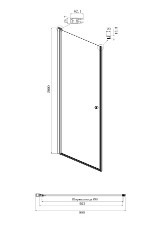 Боковая стенка Ambassador Elysium 100CX 1000x2000