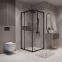 Душевое ограждение Niagara Nova NG-6835-34ВLACK (100х100х195) квадрат,черный матовый,двери раздвижные,стекло прозрачное,1 место