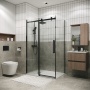 Душевое ограждение Grossman Classic 100.K33.04.110.42.00-200.K33.04.80.42.00 (110х80х195) раздвижная,графит сатин,стекло прозрачное,2 места