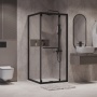 Душевое ограждение Niagara Nova NG-6835-34ВLACK (100х100х195) квадрат,черный матовый,двери раздвижные,стекло прозрачное,1 место