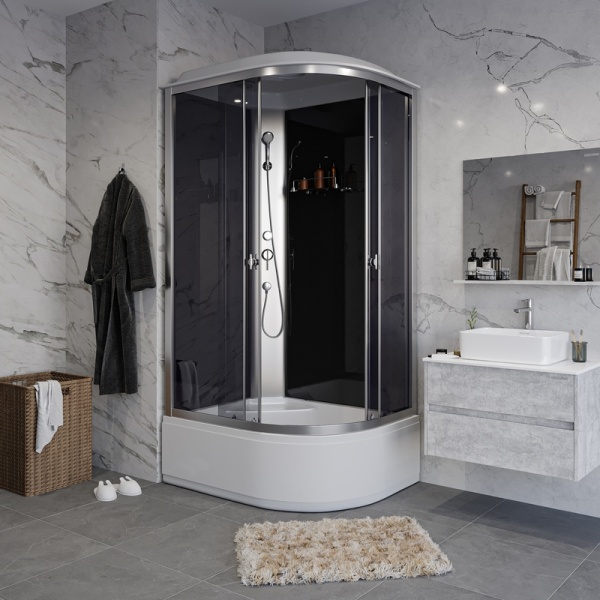 Душевая кабина Niagara Eco E110/80/40L/TN (110х80х215) высокий поддон(40см),стекло черное,4 места