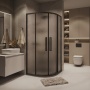 Душевое ограждение Grossman Cosmo 300.K33.02.9090.21.02 (90х90х195) квадрат,раздвижная,черный матовый,стекло шиншилла, 1 место